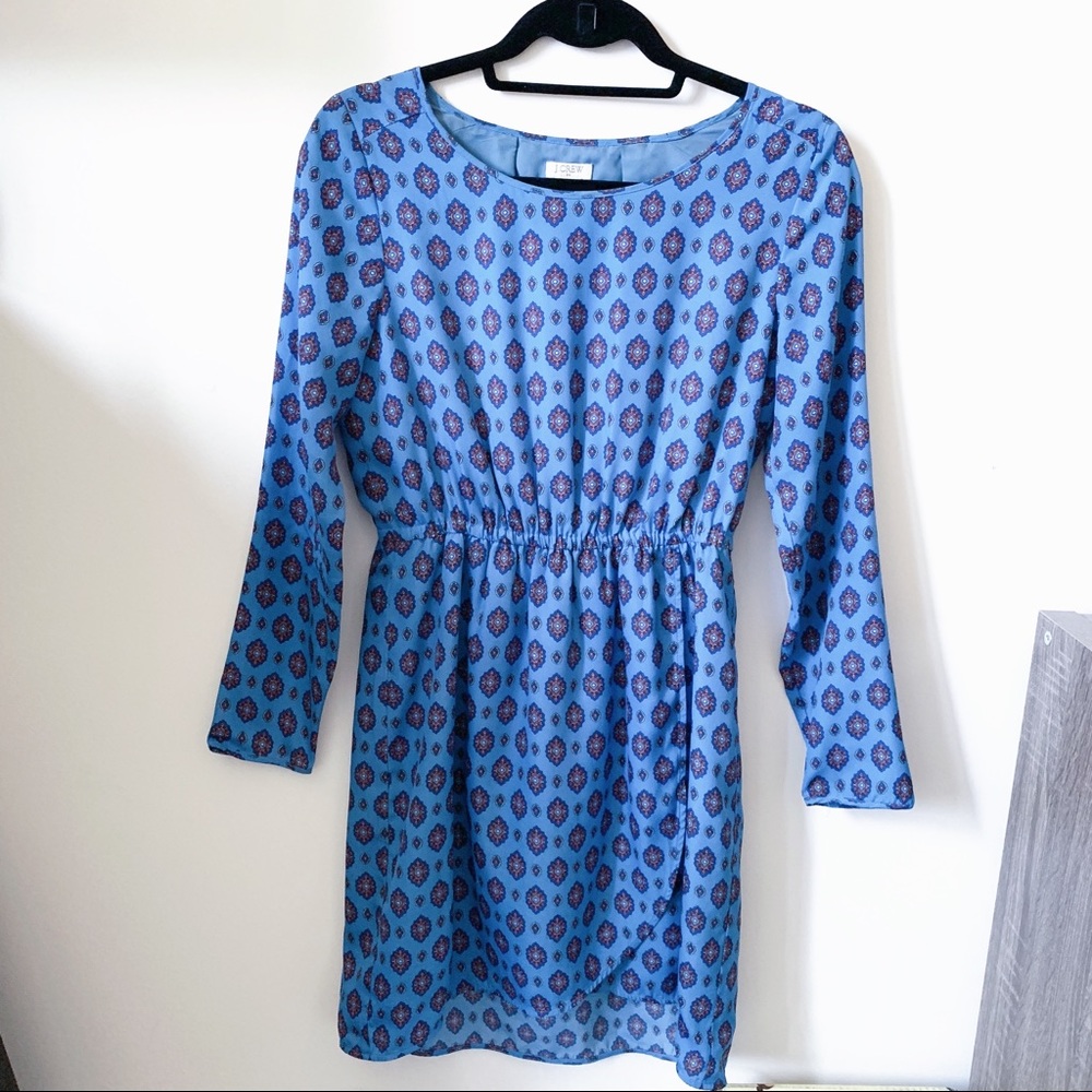 Blue patterned j crew factory dress